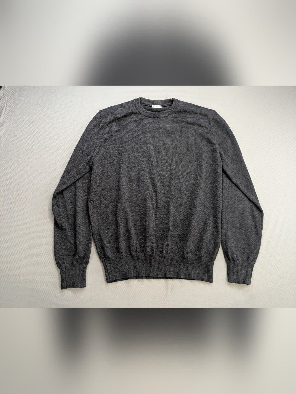 Asket Sweater Merino Wool Crewneck Pullover Charcoal Melange Mens Large